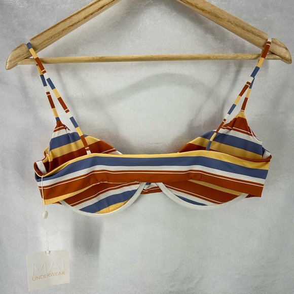 Mai Underwear Sunset stripe Classic Bikini Top Size XL - Picture 3 of 4